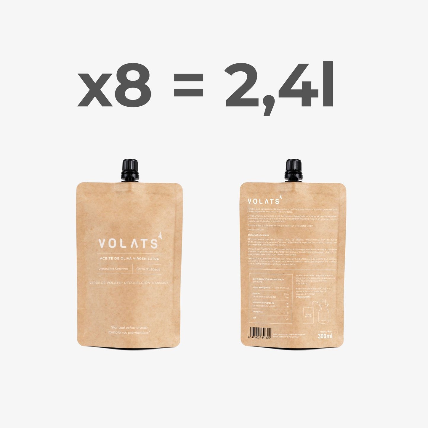 8 X RECARGAS DE 300ML. TOTAL 2,4 LITROS